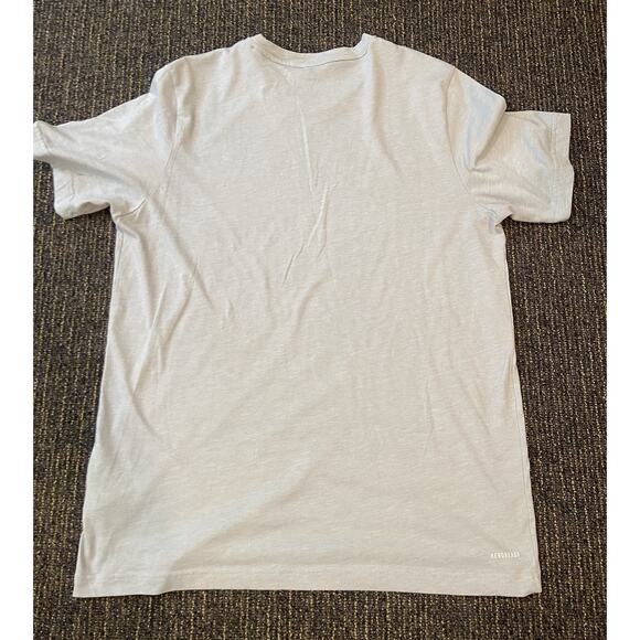 Adidas Men T-Shirt large L Gray Prime Green Aero Ready Logo Graphic - Picture 7 of 7
